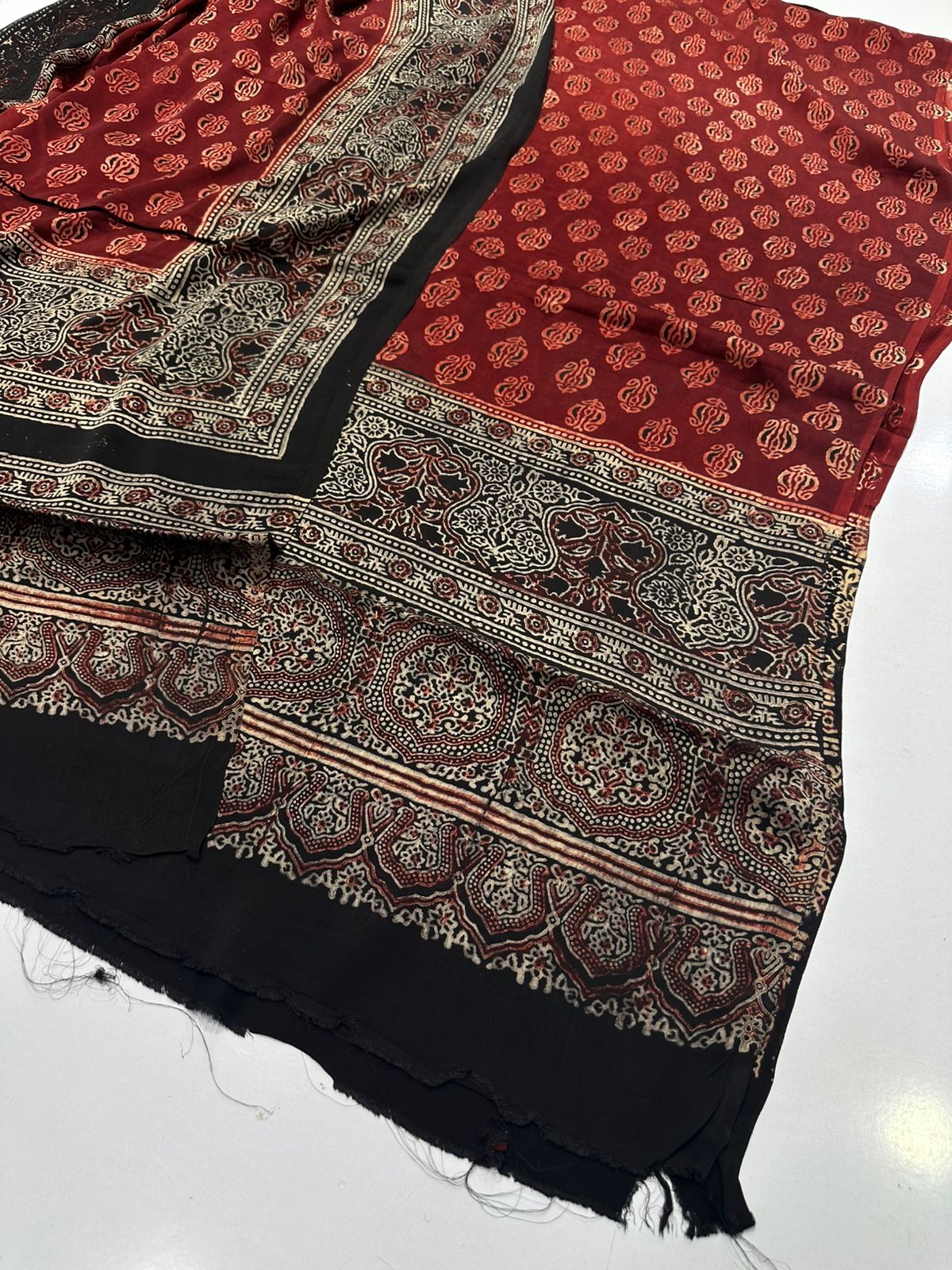 Pure Shamooz Silk Ajrak Organic Print 2 Pcs Suit