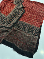 Pure Shamooz Silk Ajrak Organic Print 2 Pcs Suit