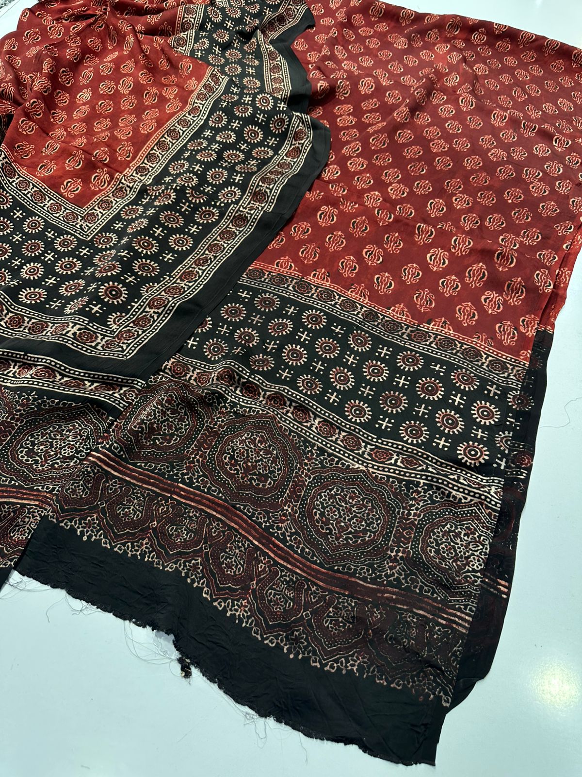 Pure Shamooz Silk Ajrak Organic Print 2 Pcs Suit