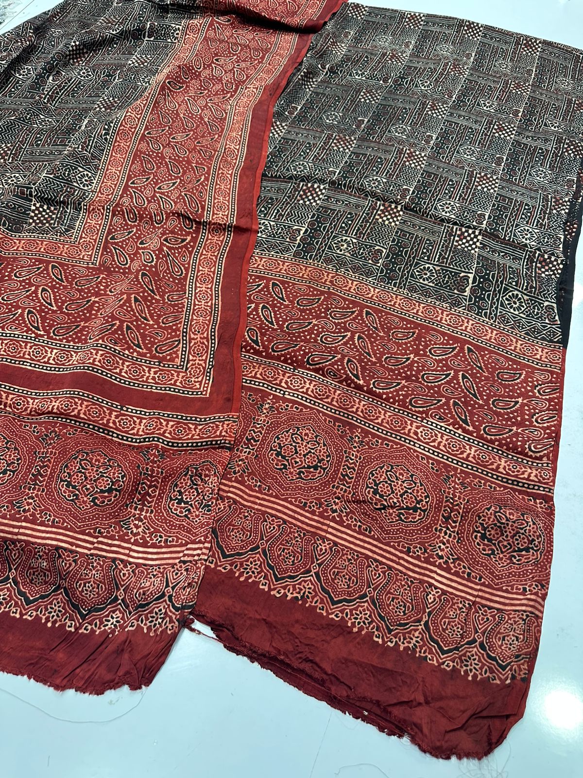 Pure Shamooz Silk Ajrak Organic Print 2 Pcs Suit