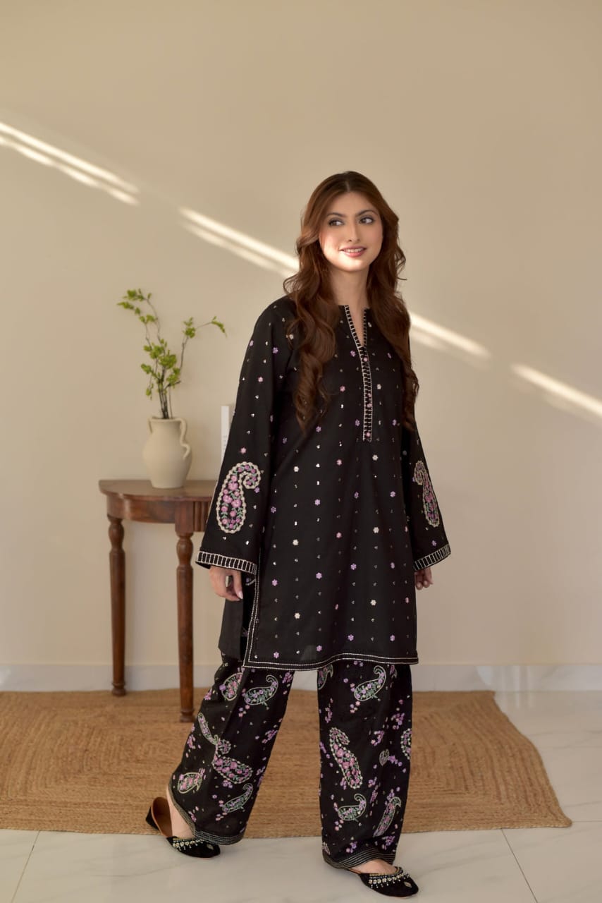 Ready To Wear Black  Embroidered 2 Pcs