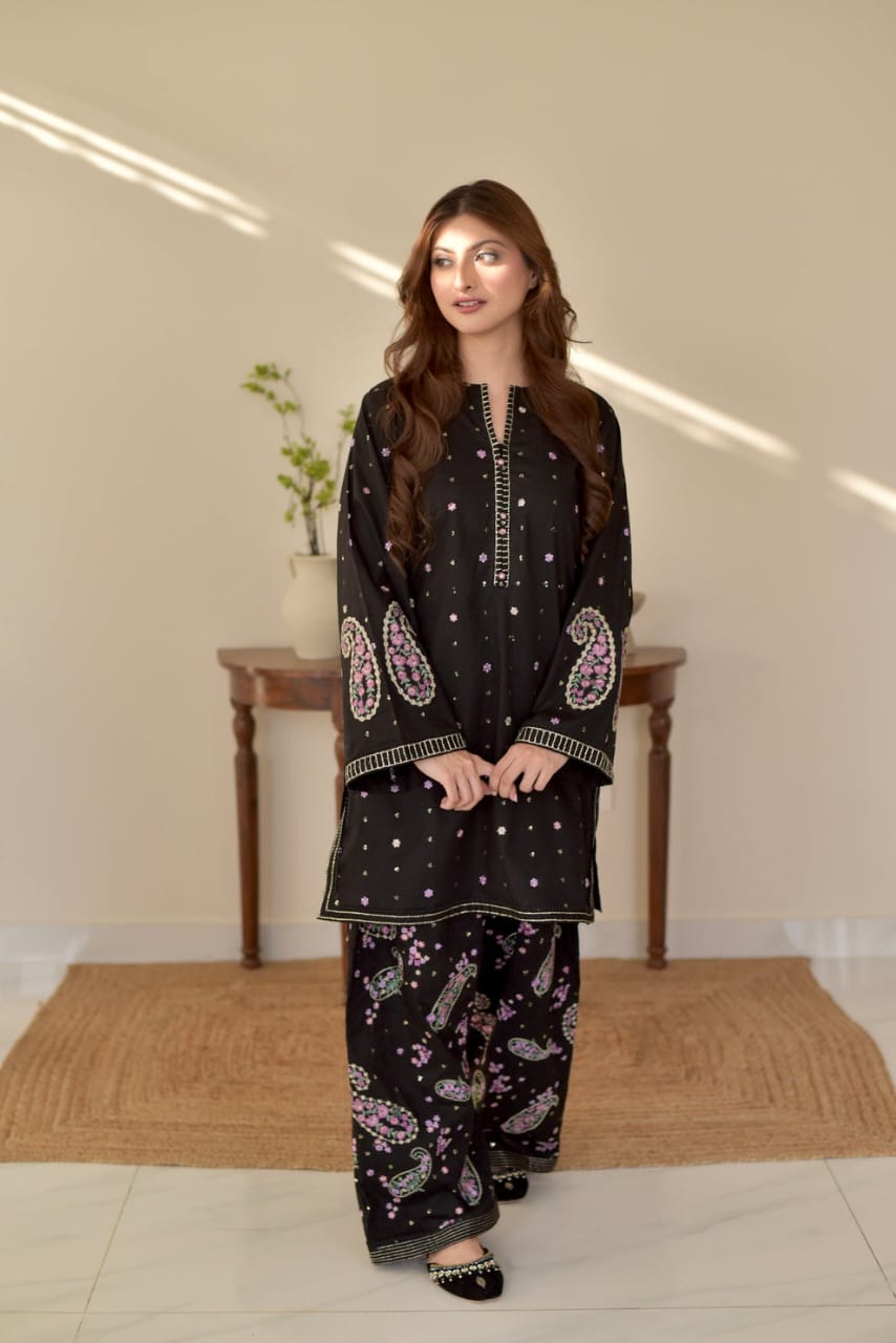 Ready To Wear Black  Embroidered 2 Pcs