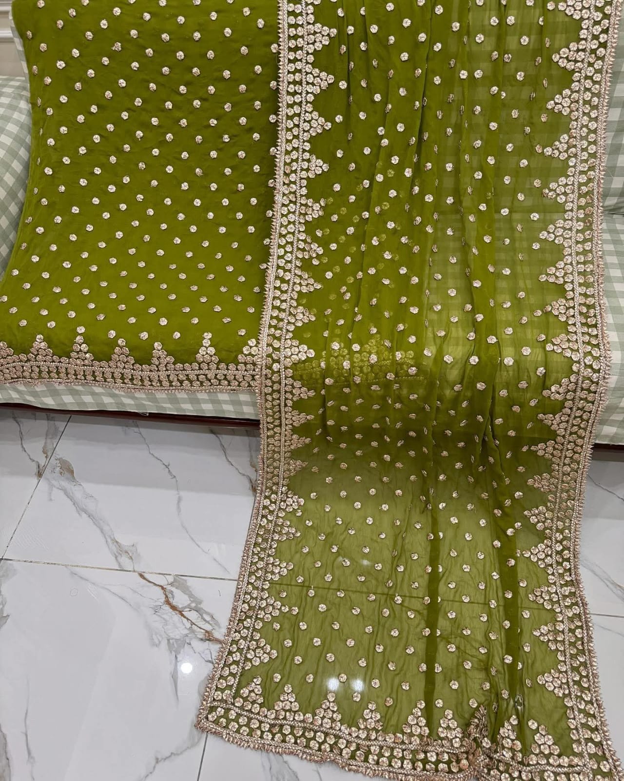 Hand Embroidery  Beautiful Gotta Boarder Suits