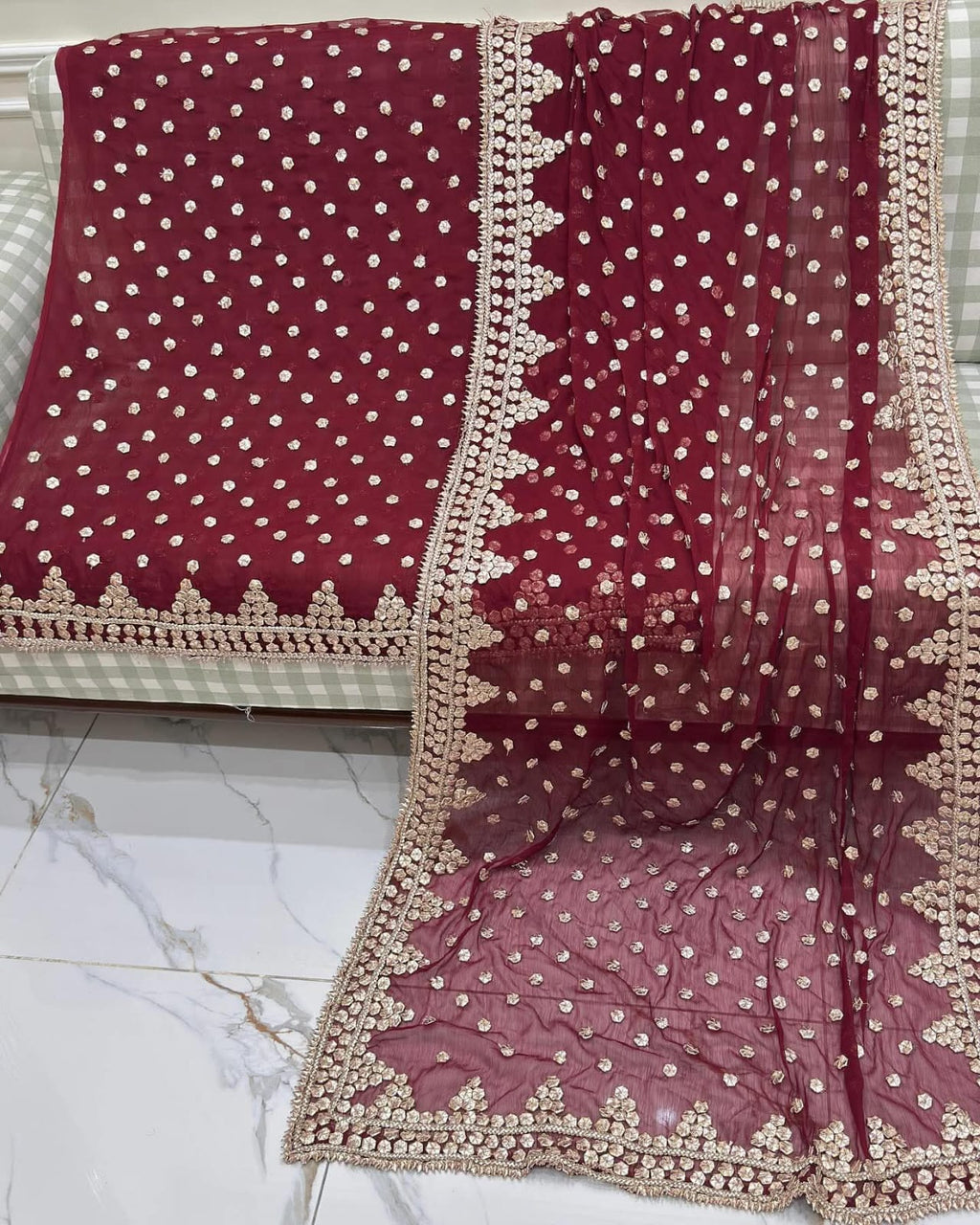 Hand Embroidery  Beautiful Gotta Boarder Suits