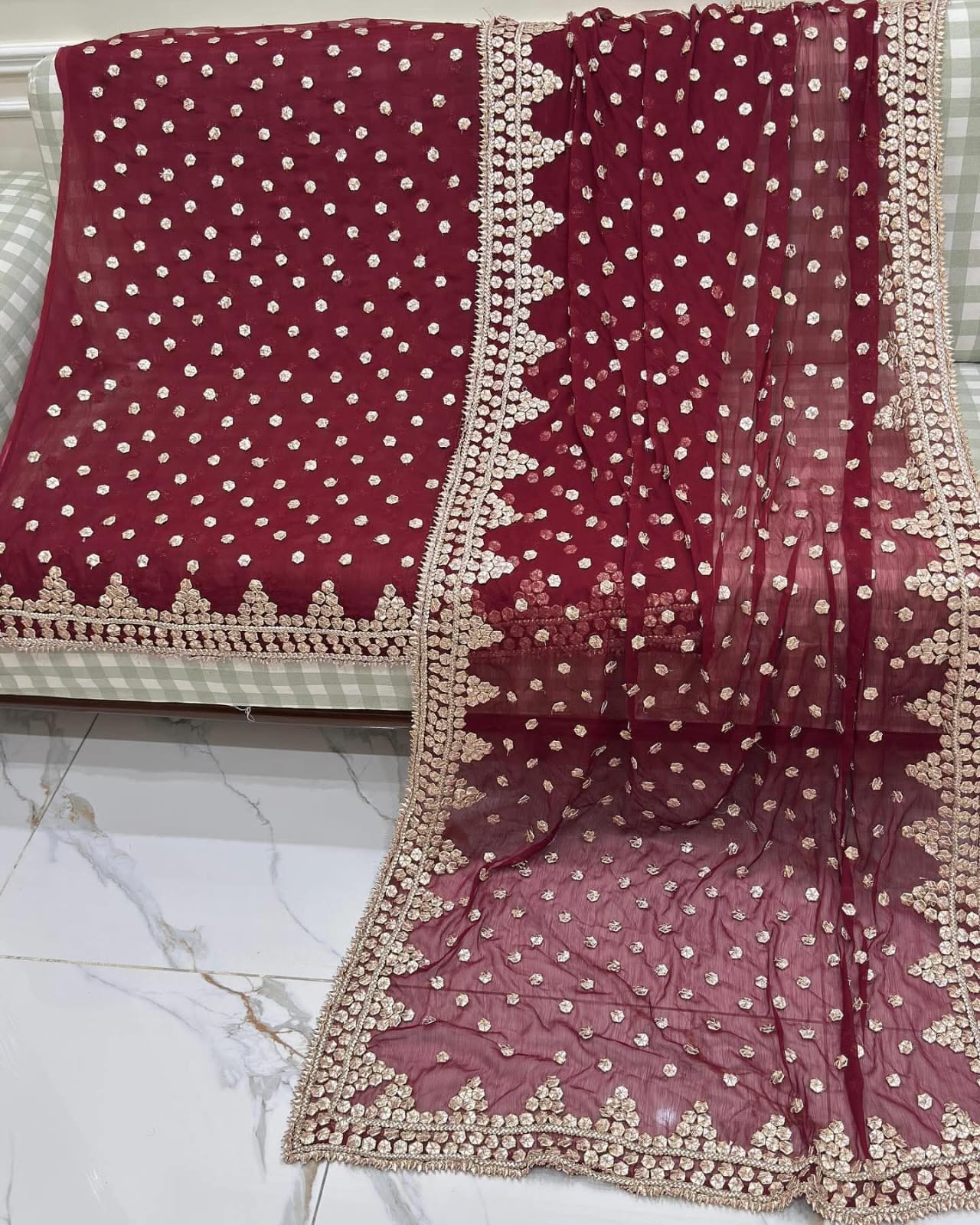 Hand Embroidery  Beautiful Gotta Boarder Suits