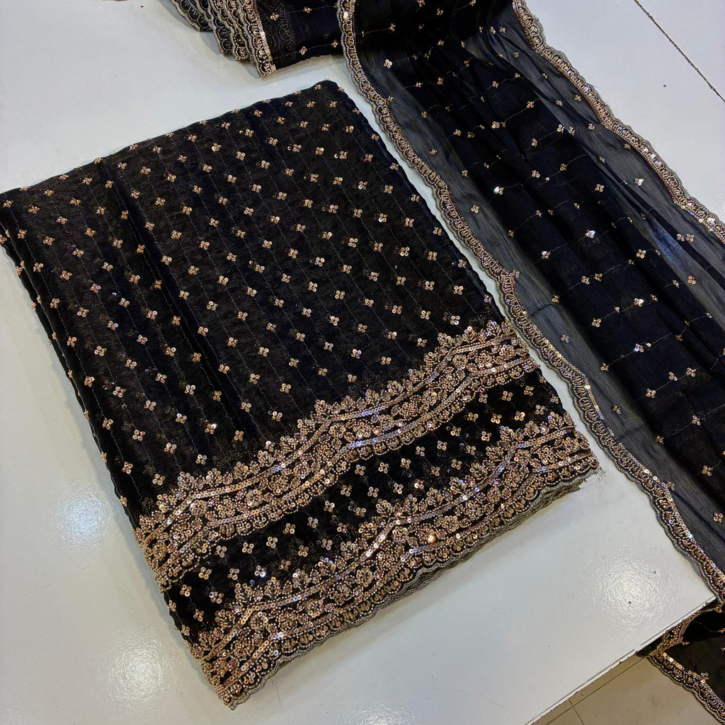 Cutdana Crinkle Silk 3 Pcs Dress