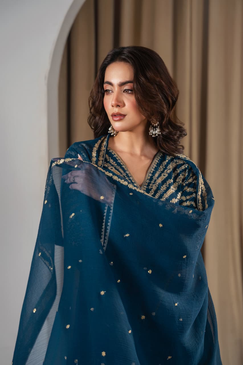 ZINC PEACOCK EMBROIDERED 3 PCS