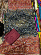 Chundri Two Tone Dupatta  Fabric Silk With Plain Silk Suit