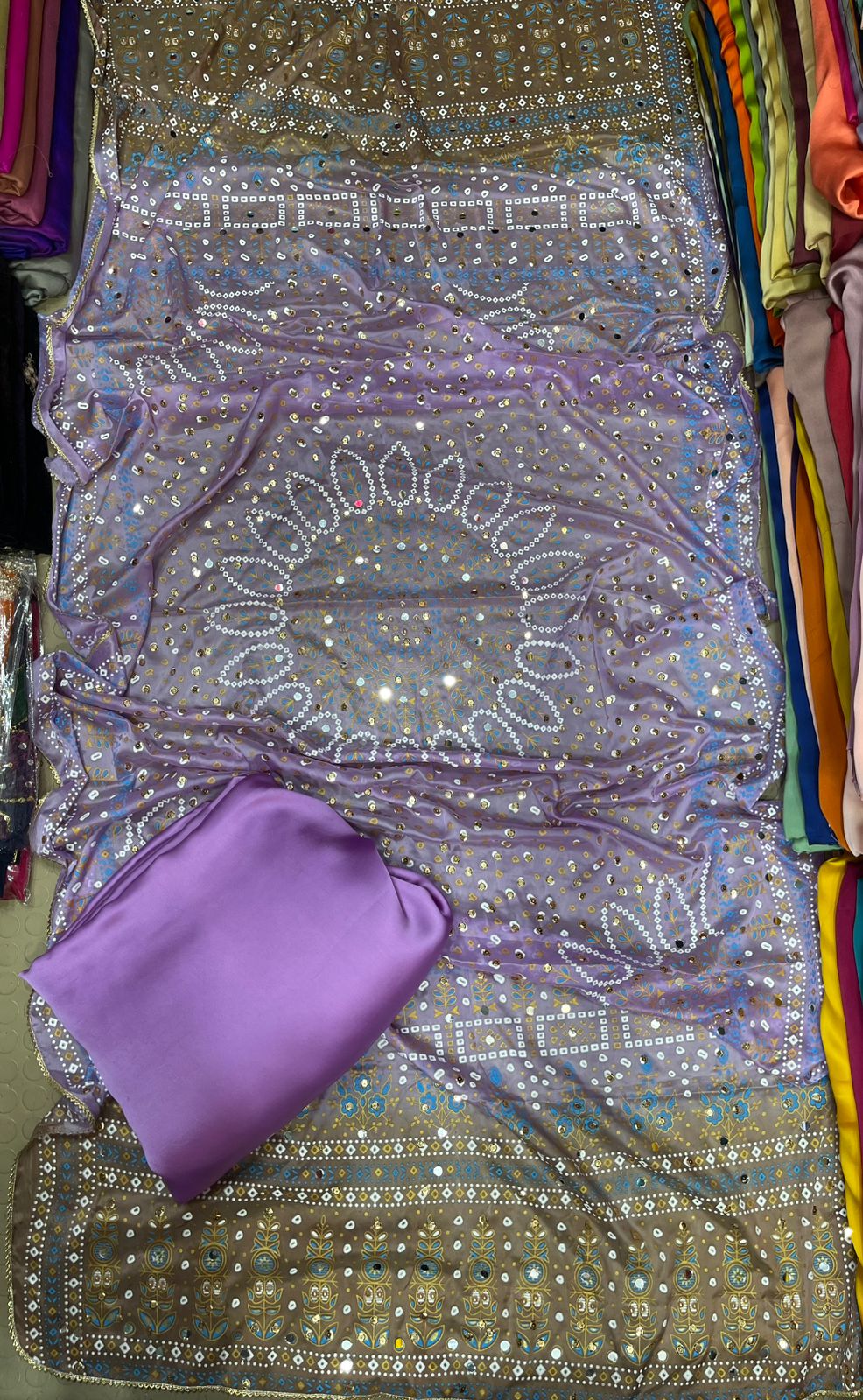 Chundri Two Tone Dupatta  Fabric Silk With Plain Silk Suit