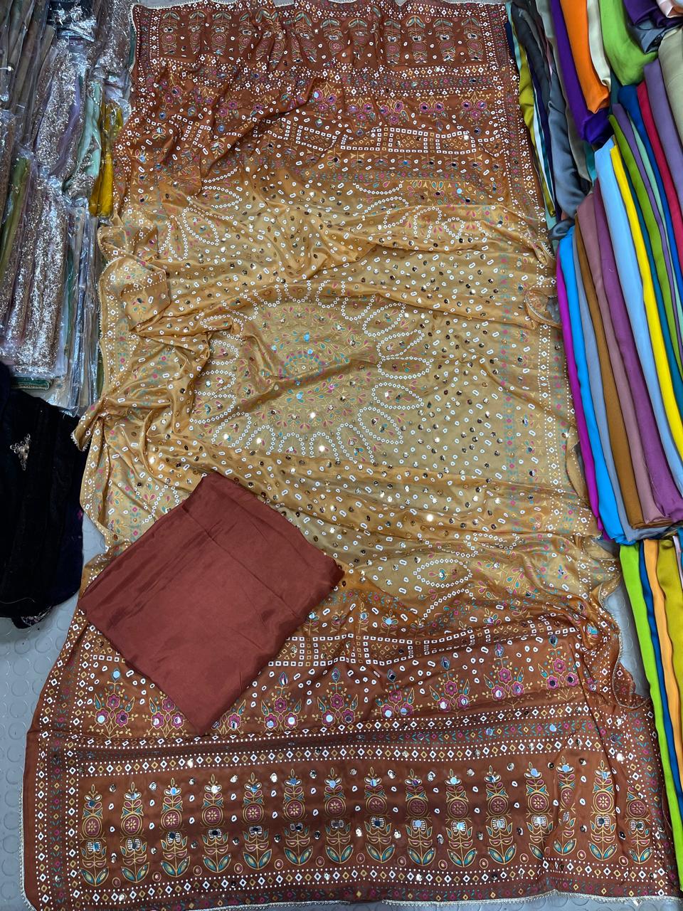 Chundri Two Tone Dupatta  Fabric Silk With Plain Silk Suit