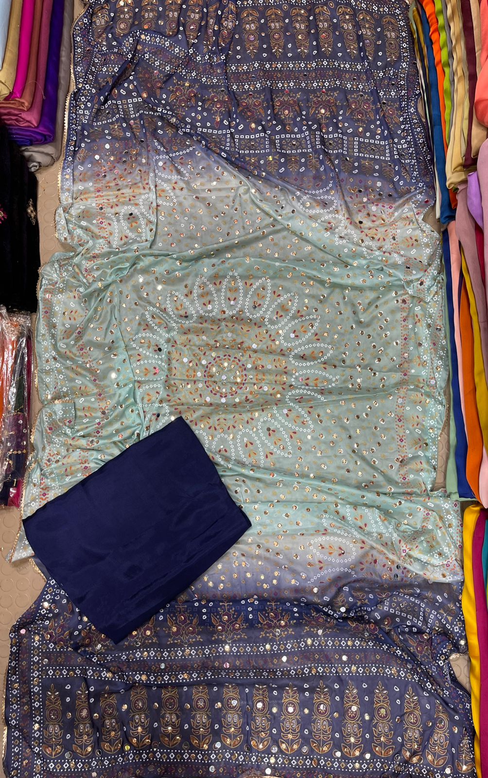 Chundri Two Tone Dupatta  Fabric Silk With Plain Silk Suit