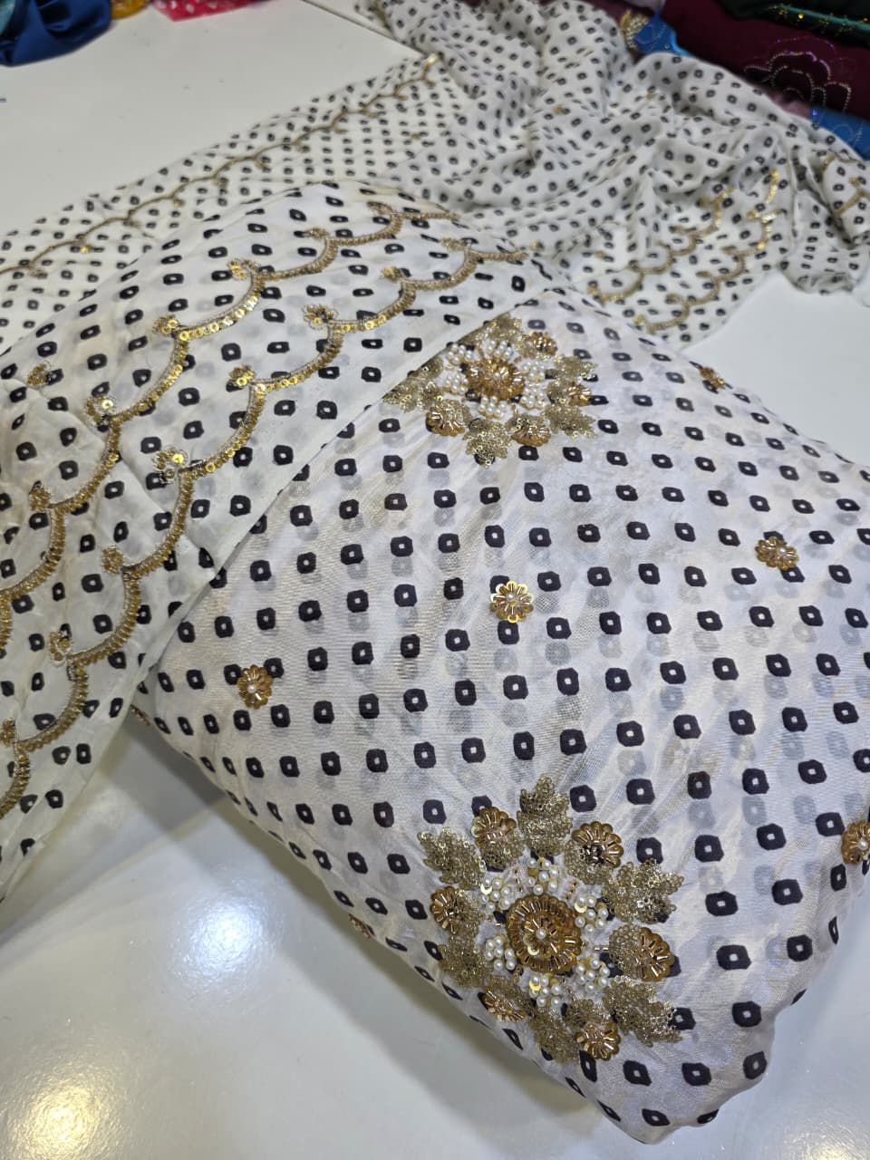 Silk Chunri Print Cutdana Work