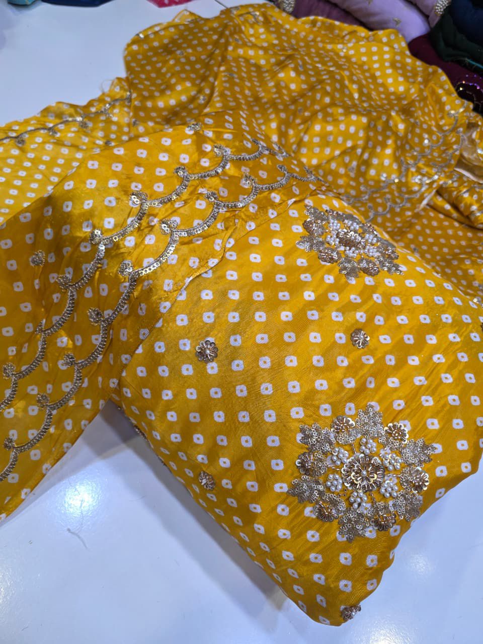 Silk Chunri Print Cutdana Work