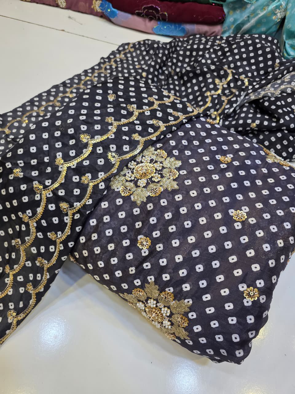 Silk Chunri Print Cutdana Work