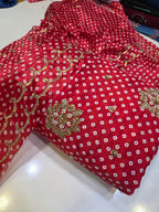Silk Chunri Print Cutdana Work