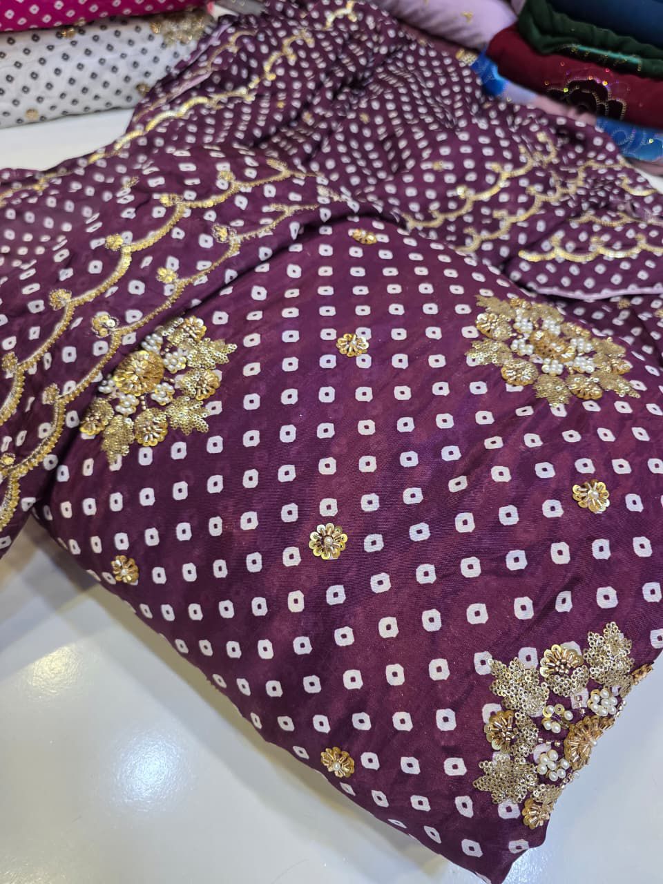 Silk Chunri Print Cutdana Work