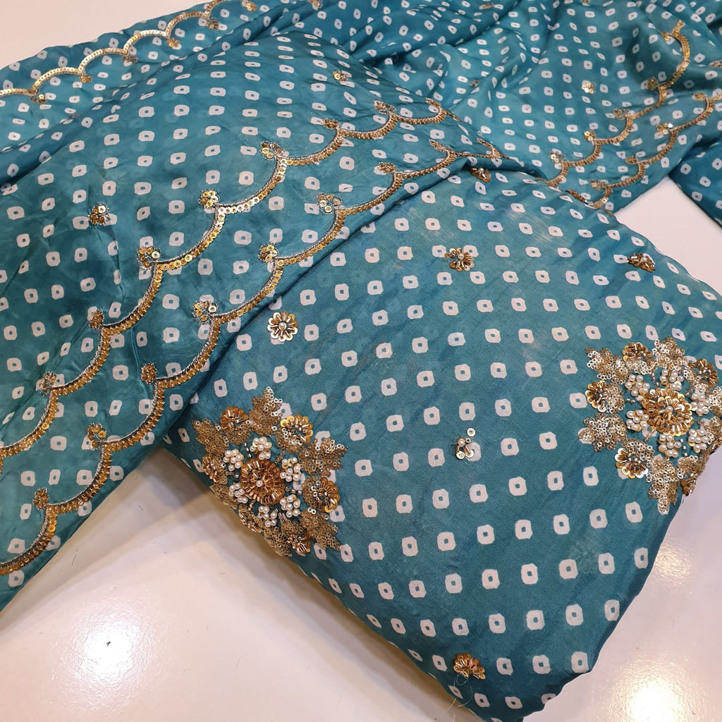 Silk Chunri Print Cutdana Work