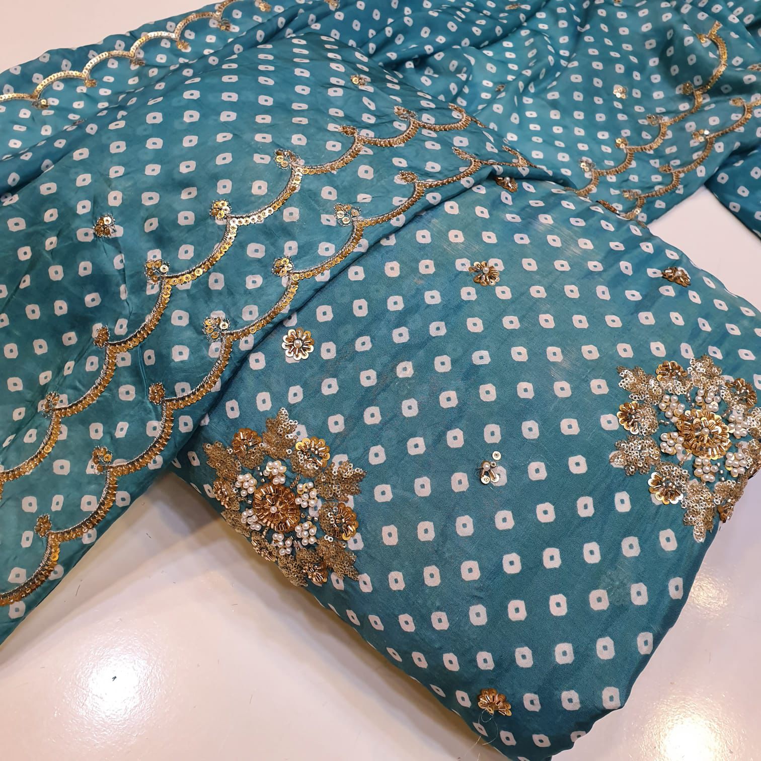 Silk Chunri Print Cutdana Work