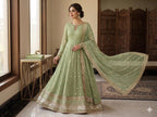 Elegant New Arrival  Shafoon Tilla Embroidered Maxi Set with Hand Embellishments, Embroidered Dupatta & Silk Trouser