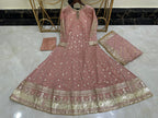 Elegant New Arrival  Shafoon Tilla Embroidered Maxi Set with Hand Embellishments, Embroidered Dupatta & Silk Trouser
