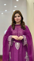 PURPLE SAPPHIRE EMBROIDERED  3 PCS
