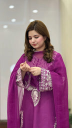 PURPLE SAPPHIRE EMBROIDERED  3 PCS