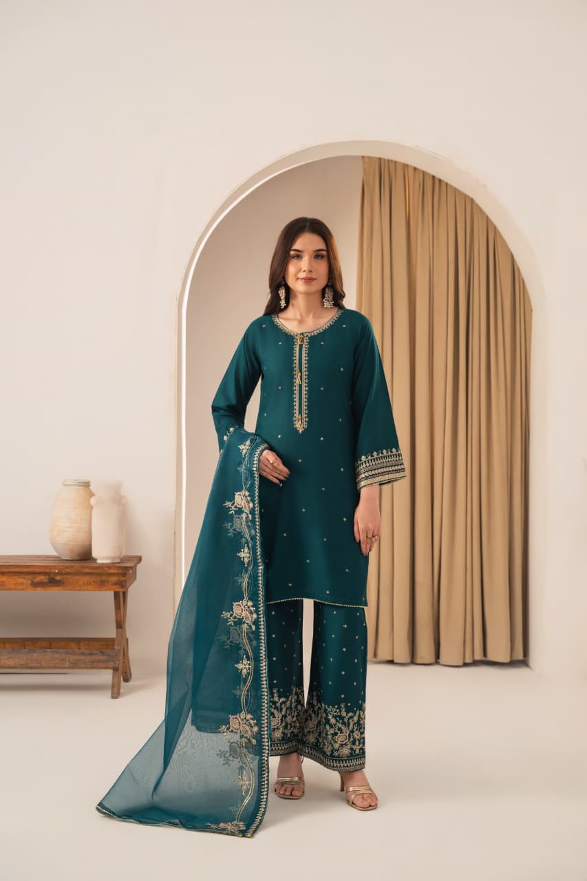 SAFIRA EMBROIDERED 3PC (PLAZO)