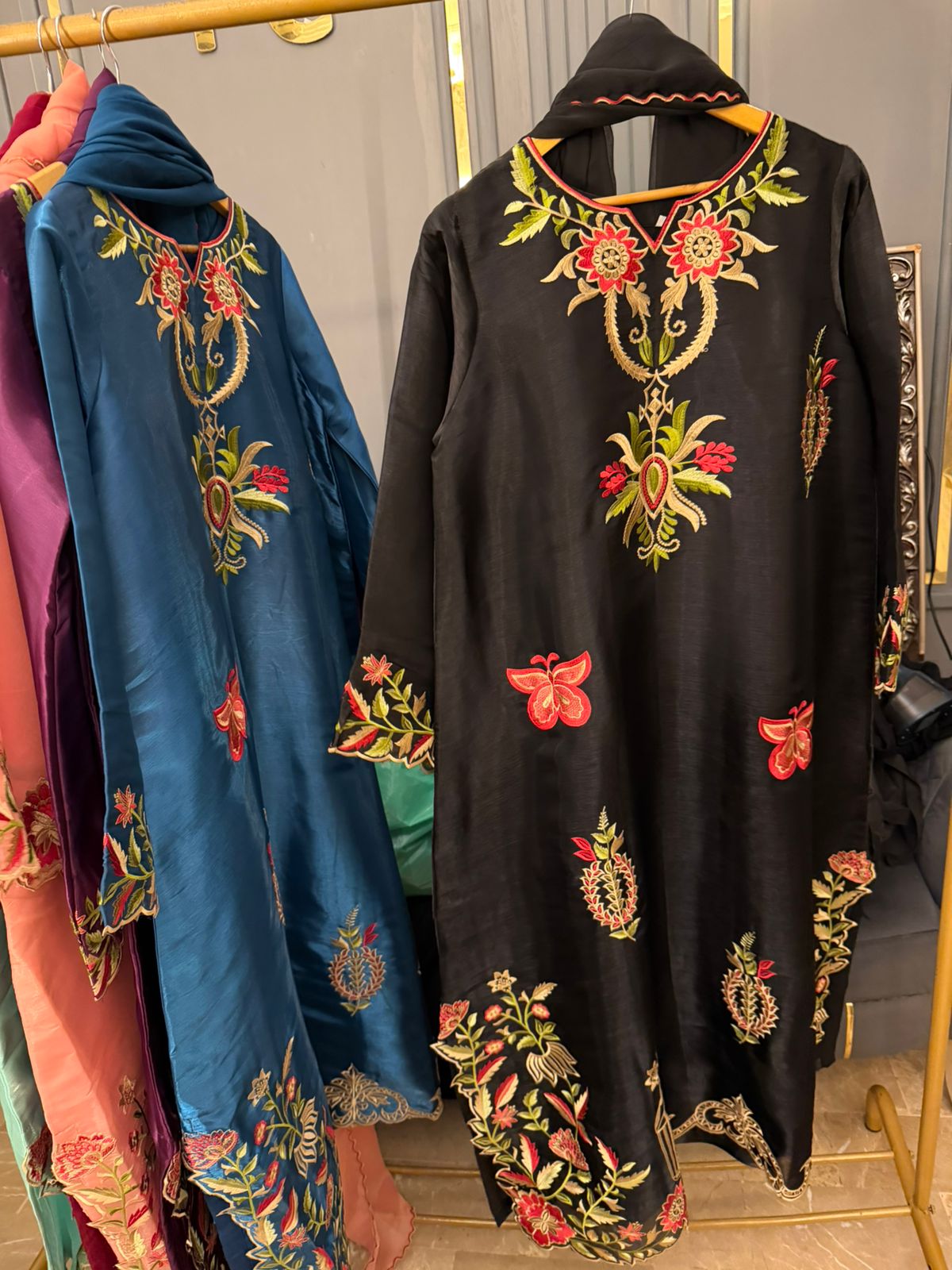 Sheeshasilk Heavy Embroidered Stiched Kaaftan All Cutwork in Daman & Chawks