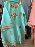 Sheeshasilk Heavy Embroidered Stiched Kaaftan All Cutwork in Daman & Chawks