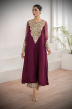 Ready To Wear 3 Pcs Purple Plum Chiffon