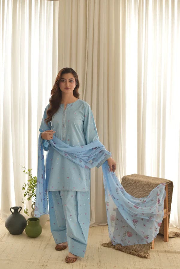 AQUA  EMBROIDERY 3 PCS
