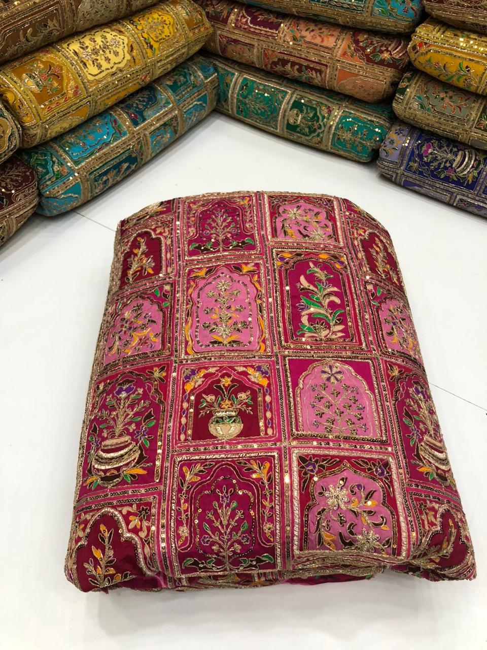Indian Pure Armani Craib Marori Embroidered 3 Pcs Suit with Tilla Sitara Work