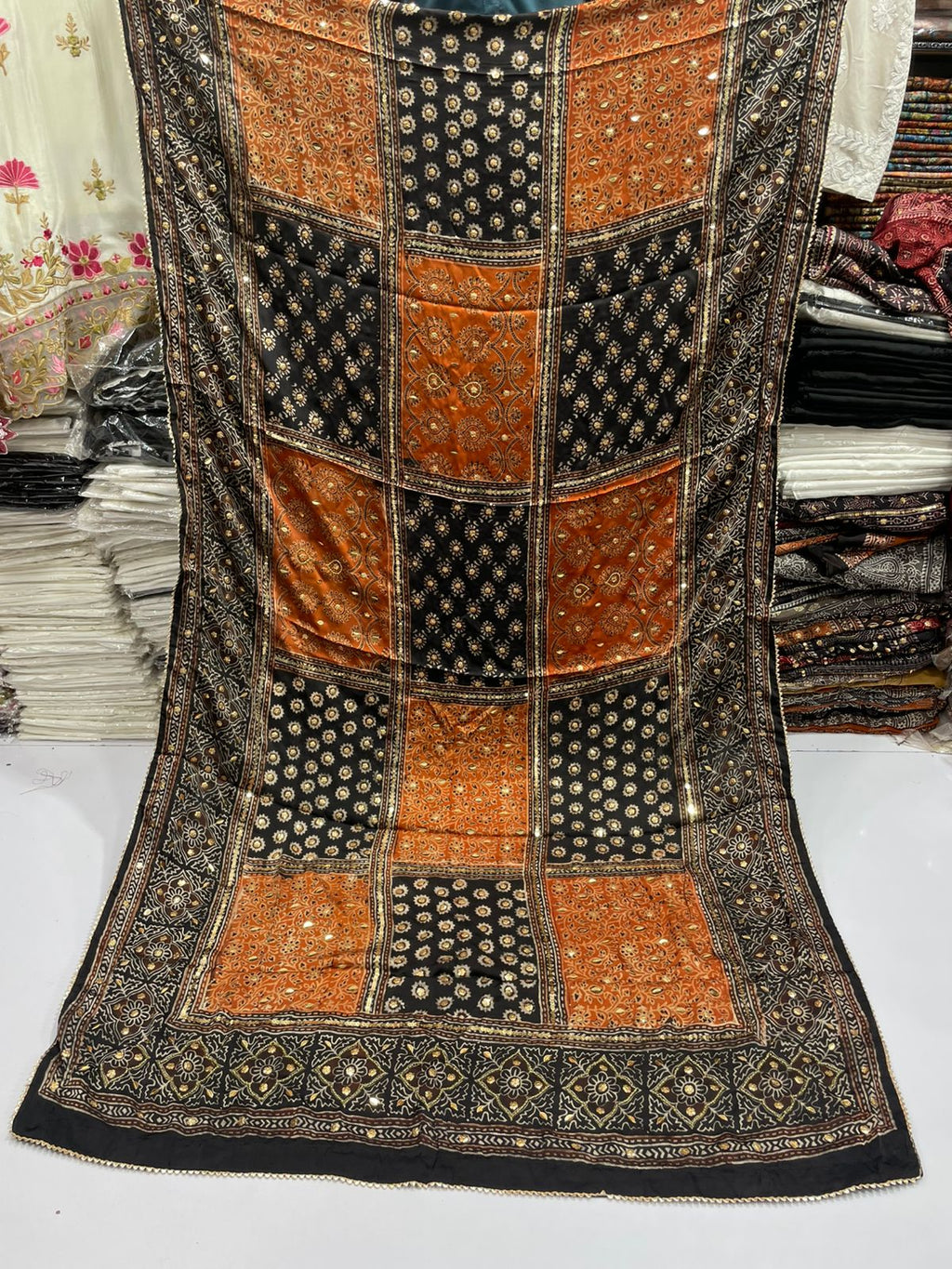 Pure Shamooz Silk Ajrak Organic Print