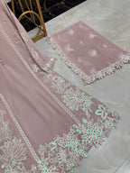 New Pure Chiffon Embroidered Shirt with Cutwork Dupatta