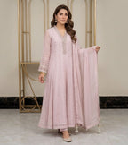 New Pure Chiffon Beautiful Embroidered And Hand Pearls Work 3 Pcs