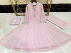 New Pure Chiffon Beautiful Embroidered And Hand Pearls Work 3 Pcs