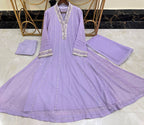 New Pure Chiffon Beautiful Embroidered And Hand Pearls Work 3 Pcs