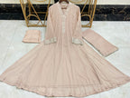 New Pure Chiffon Beautiful Embroidered And Hand Pearls Work 3 Pcs