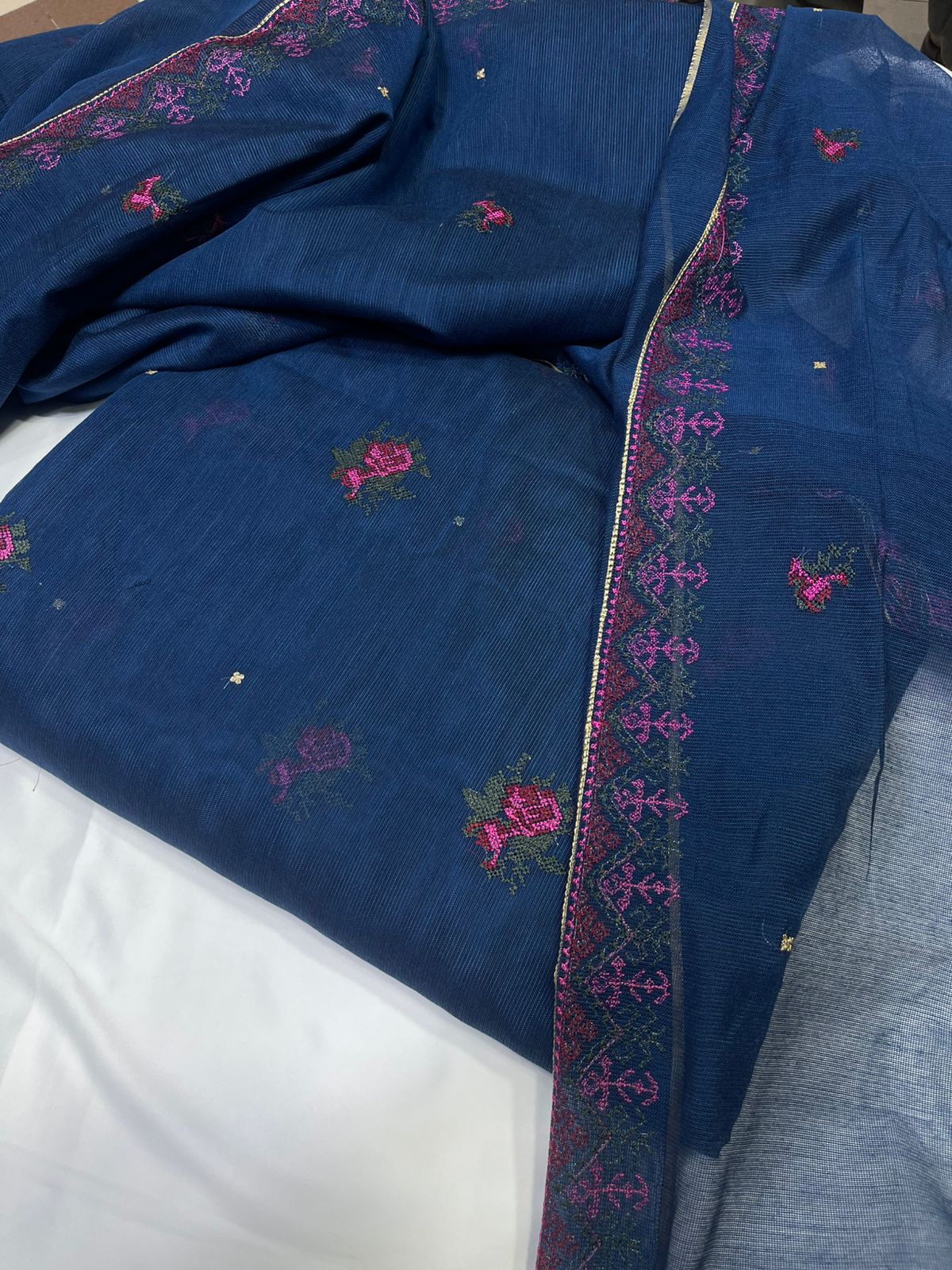 Crosstitch Khaadi Net Embroidered Suit 3 Pcs