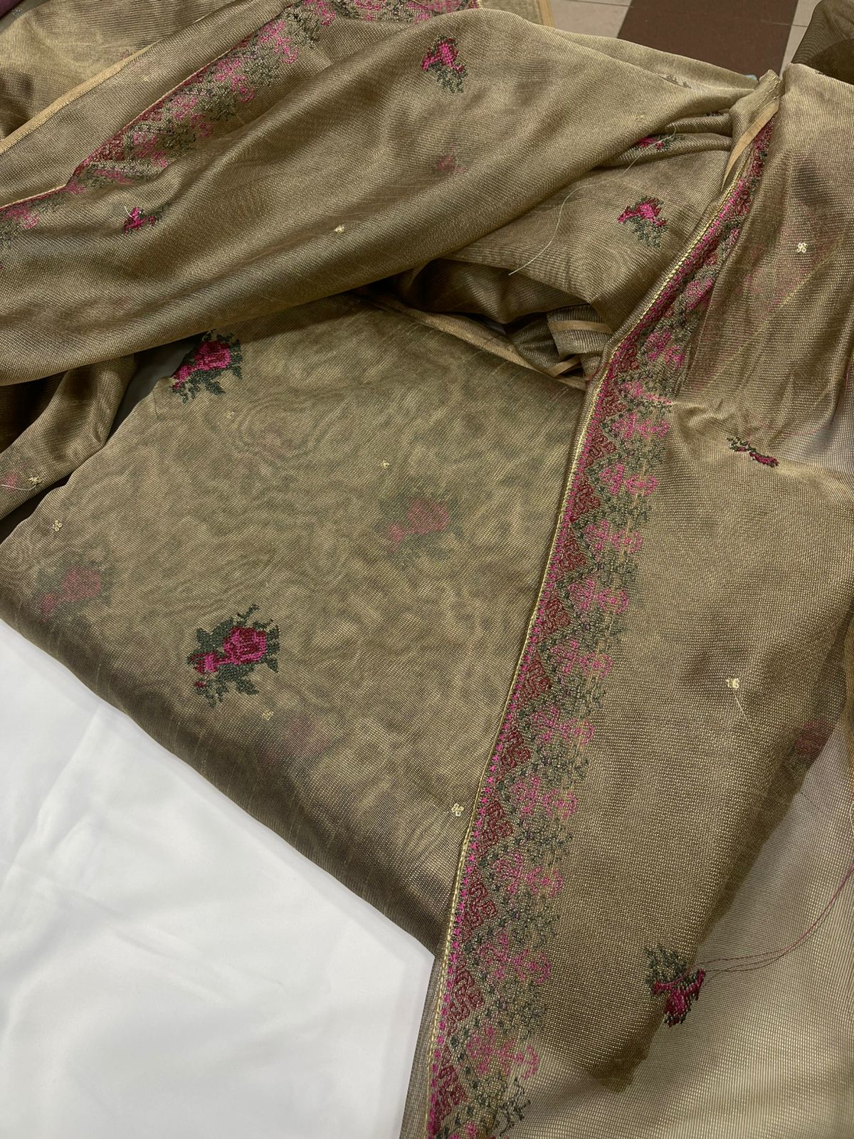 Crosstitch Khaadi Net Embroidered Suit 3 Pcs