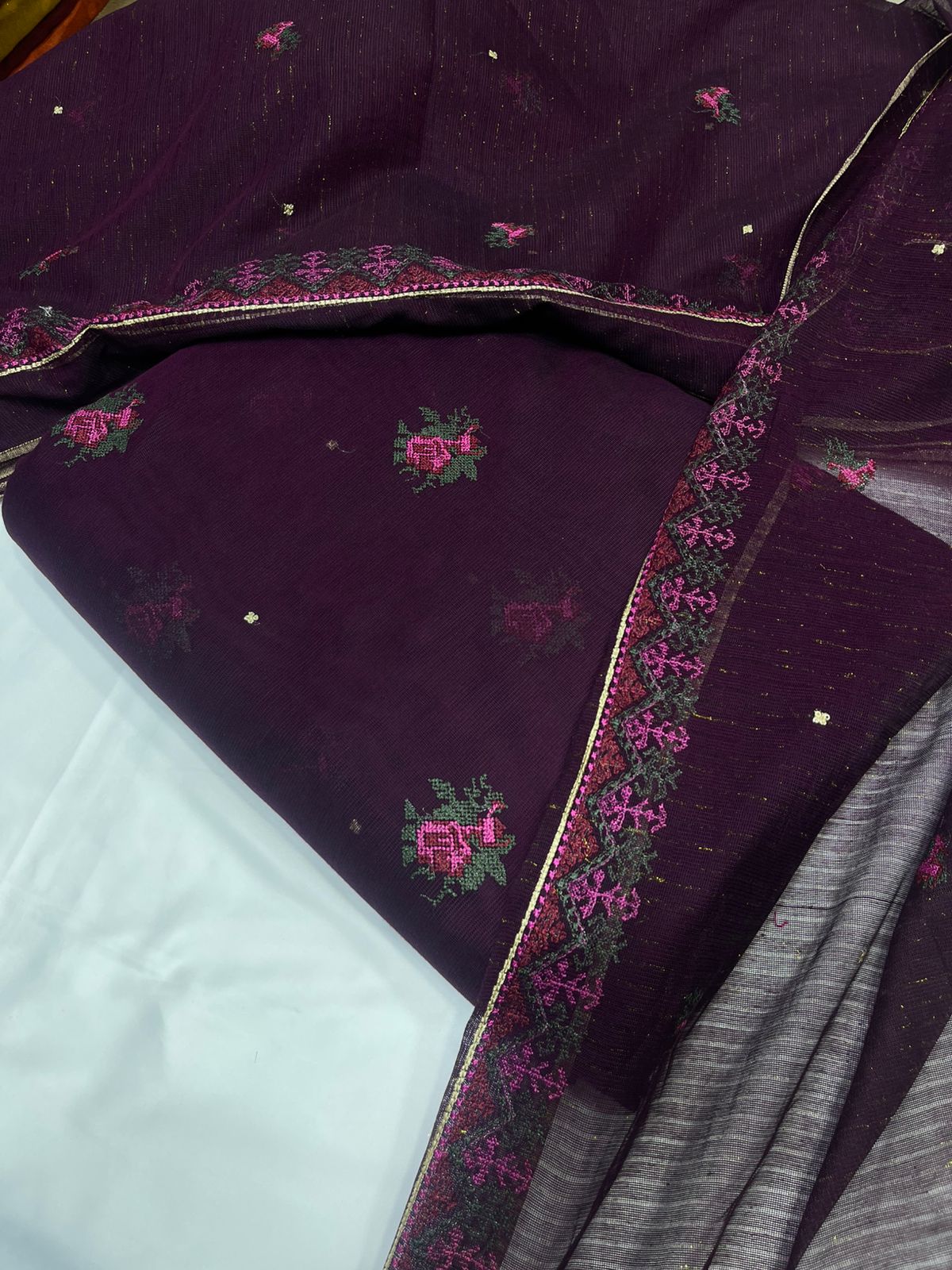 Crosstitch Khaadi Net Embroidered Suit 3 Pcs