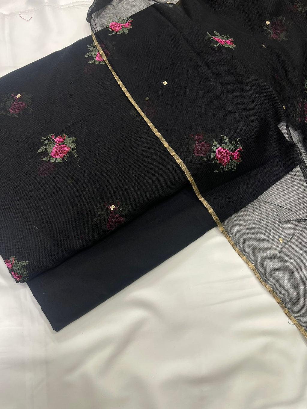 Crosstitch Khaadi Net Embroidered Suit 3 Pcs