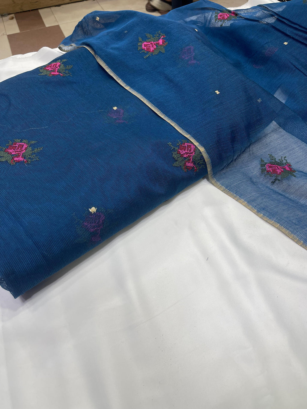 Crosstitch Khaadi Net Embroidered Suit 3 Pcs