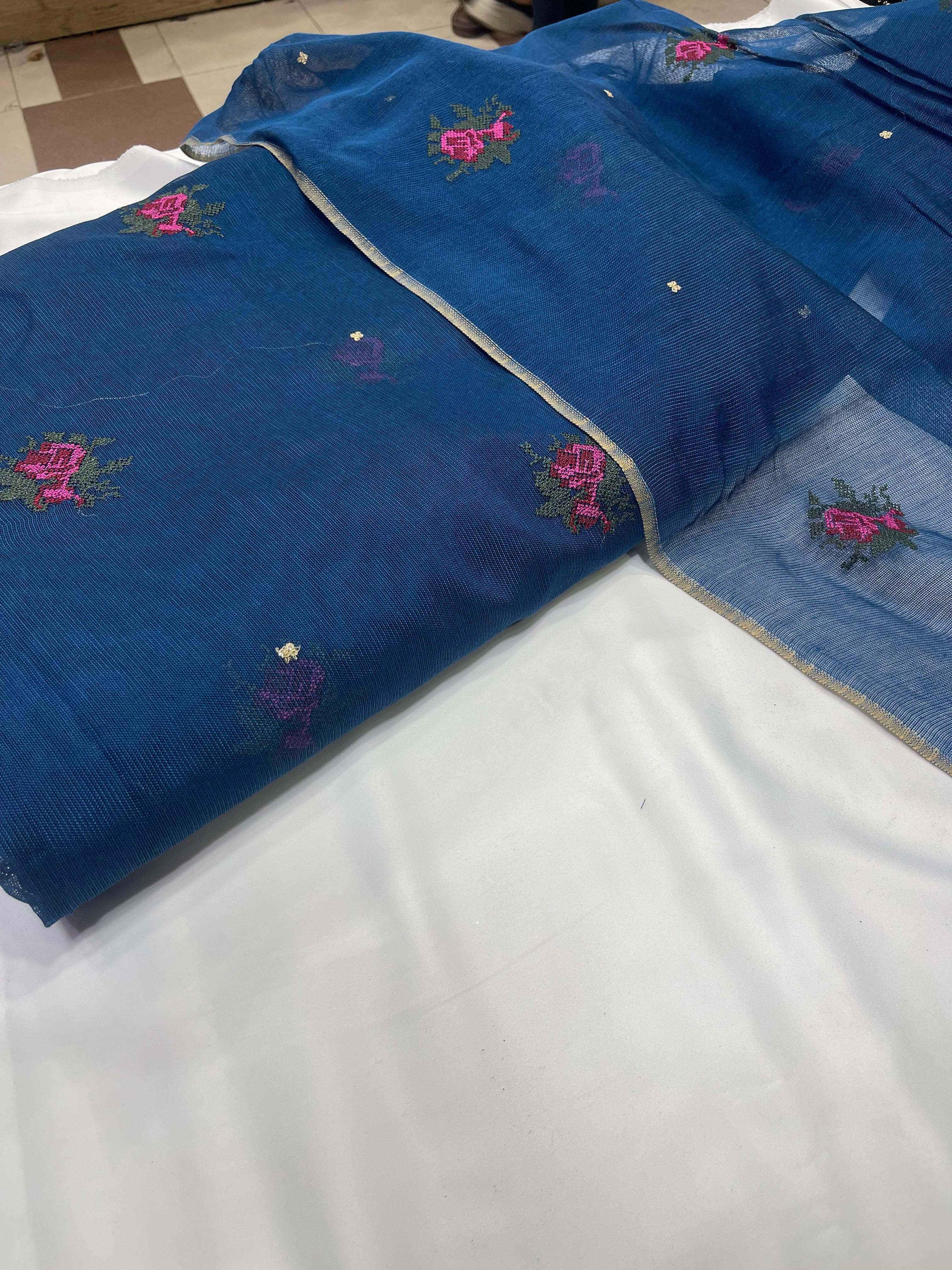 Crosstitch Khaadi Net Embroidered Suit 3 Pcs