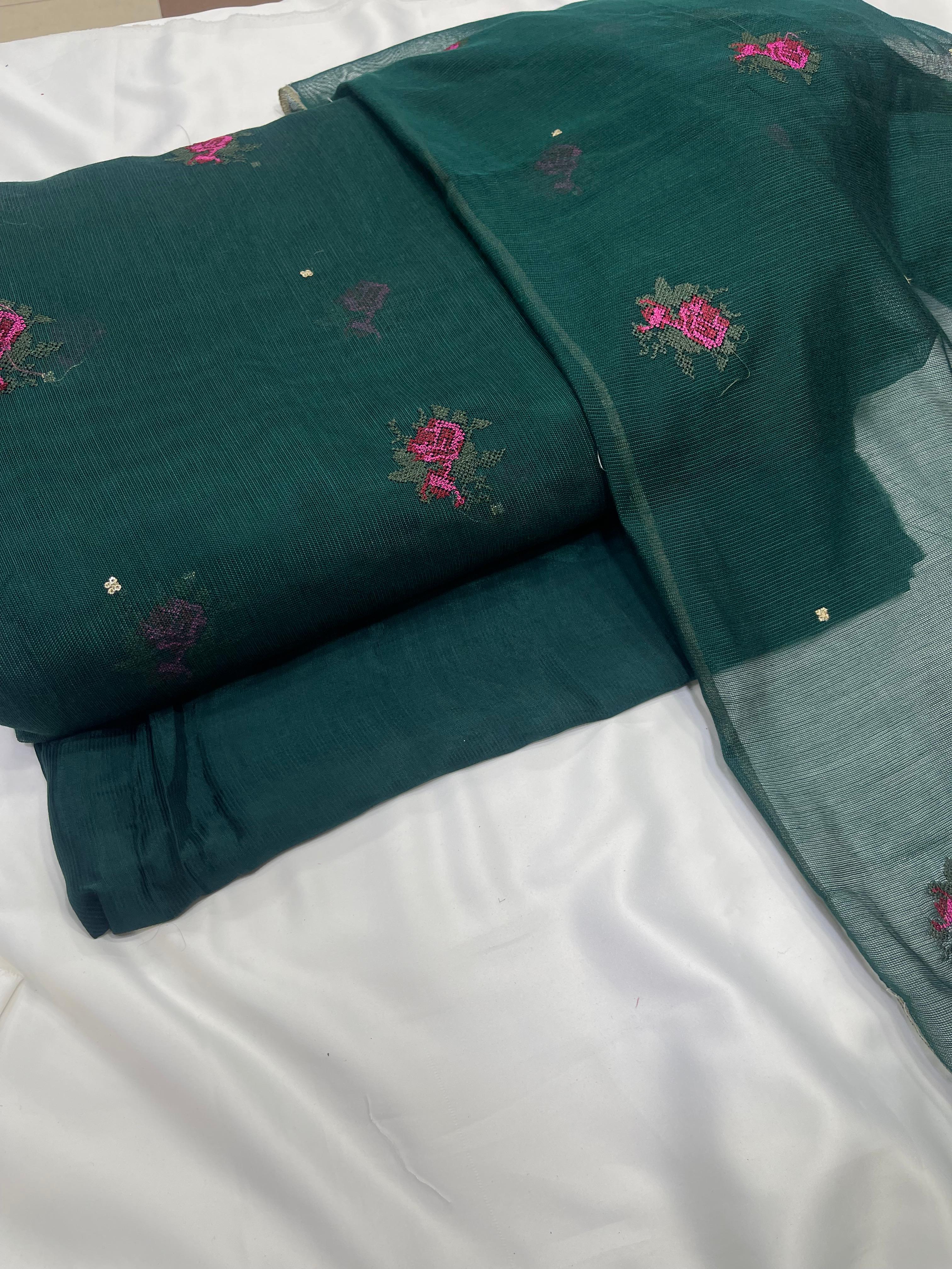 Crosstitch Khaadi Net Embroidered Suit 3 Pcs