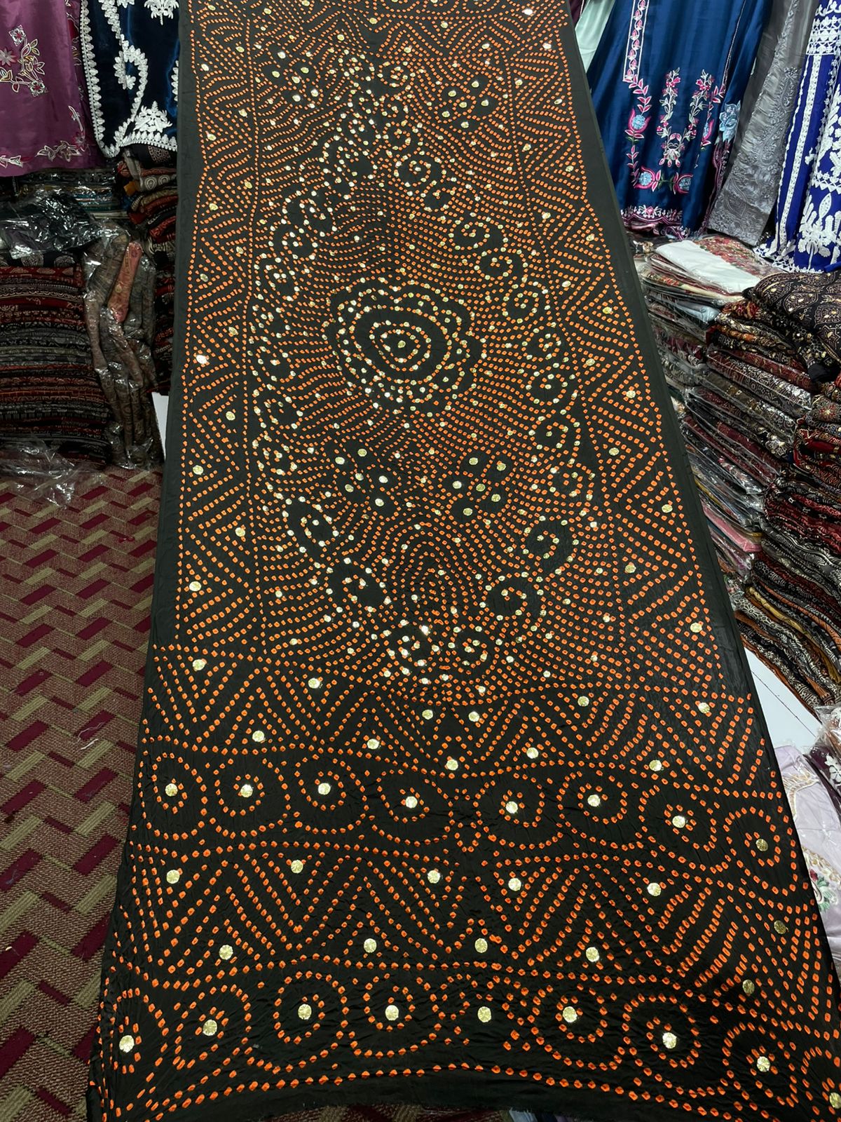 Pure Shamooz Silk Chunri Print Dupatta with Mukesh Kamdani Work