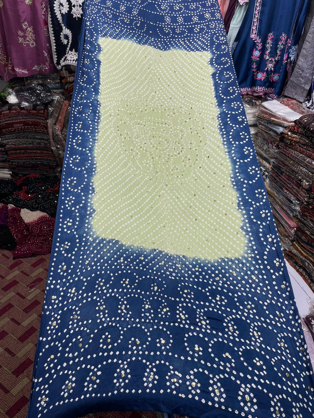 Pure Shamooz Silk Chunri Print Dupatta with Mukesh Kamdani Work