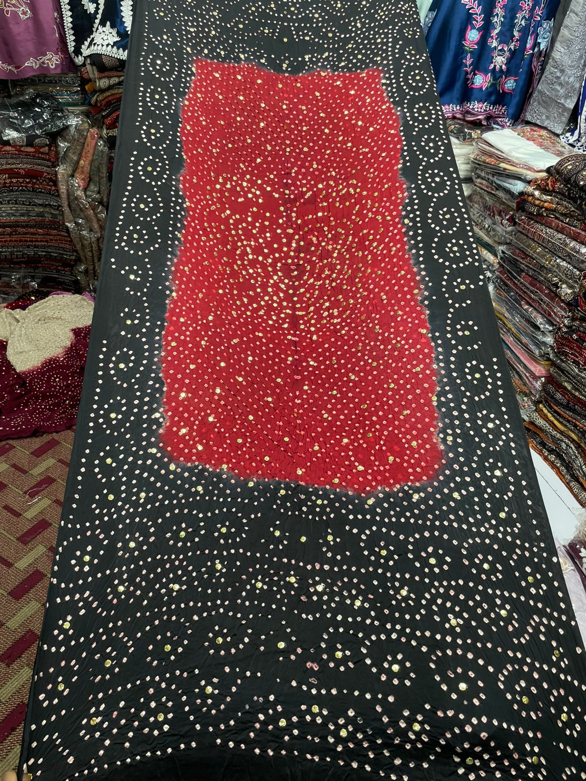 Pure Shamooz Silk Chunri Print Dupatta with Mukesh Kamdani Work