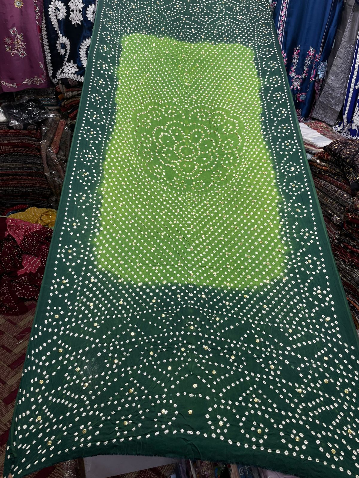 Pure Shamooz Silk Chunri Print Dupatta with Mukesh Kamdani Work