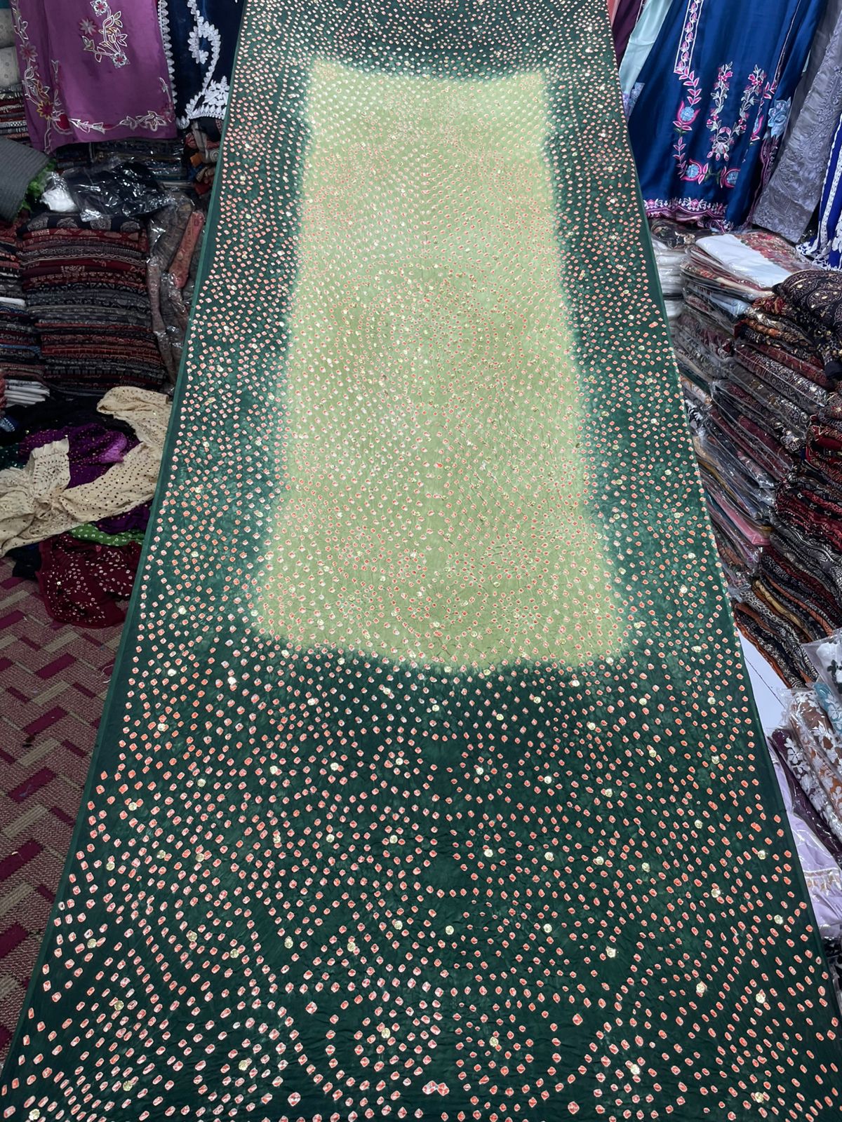 Pure Shamooz Silk Chunri Print Dupatta with Mukesh Kamdani Work